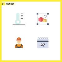 4 Thematic Vector Flat Icons and Editable Symbols of christmas engineer file worker summer Editable Vector Design Elements