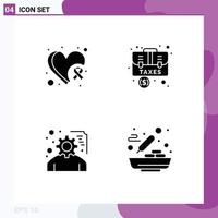 Modern Set of 4 Solid Glyphs and symbols such as breast development heart awareness baggage project Editable Vector Design Elements