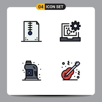 4 Universal Filledline Flat Color Signs Symbols of archive development design code mechanical Editable Vector Design Elements