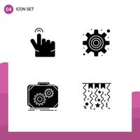 Set of 4 Commercial Solid Glyphs pack for double progress cog briefcase christmas Editable Vector Design Elements