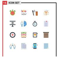 Group of 16 Flat Colors Signs and Symbols for alarm construction time blockchain tool Editable Pack of Creative Vector Design Elements