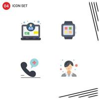 Pack of 4 creative Flat Icons of business mobile internet smart medical Editable Vector Design Elements