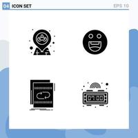 Pictogram Set of 4 Simple Solid Glyphs of location loop party motivation sound Editable Vector Design Elements