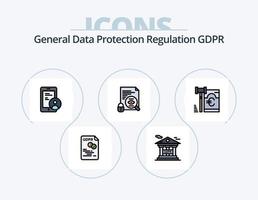 paquete de iconos llenos de línea gdpr 5 diseño de iconos. carpeta privacidad . seguro. gdpr vector