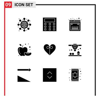 paquete de iconos vectoriales de stock de 9 signos y símbolos de línea para cinta directa javascript regalo fruta elementos de diseño vectorial editables vector
