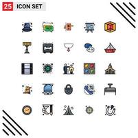 Set of 25 Modern UI Icons Symbols Signs for design team lock study home Editable Vector Design Elements