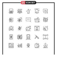 paquete de iconos de vector de stock de 25 signos y símbolos de línea para elementos de diseño de vector editables de jeringa de campana de campana de mano de anillo