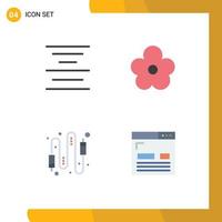 Pack of 4 Modern Flat Icons Signs and Symbols for Web Print Media such as align computer flower present electric Editable Vector Design Elements