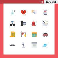 Mobile Interface Flat Color Set of 16 Pictograms of medical open heart business music Editable Pack of Creative Vector Design Elements