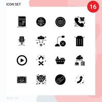 16 Solid Glyph concept for Websites Mobile and Apps order commerce map pointer call support Editable Vector Design Elements