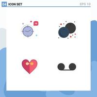 Pictogram Set of 4 Simple Flat Icons of time gift heart fruit mail Editable Vector Design Elements