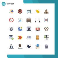 User Interface Pack of 25 Basic Flat Colors of church tag kiwi shopping oven Editable Vector Design Elements