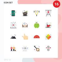 Modern Set of 16 Flat Colors and symbols such as off fork control ecology house pitch Editable Pack of Creative Vector Design Elements