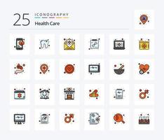 Health Care 25 Line Filled icon pack including hospital. xray. hospital. skeleton. bone vector