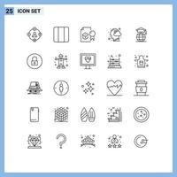 Modern Set of 25 Lines and symbols such as mind head layout cloud study Editable Vector Design Elements