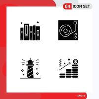 Editable Vector Line Pack of 4 Simple Solid Glyphs of history lighthouse files disk sea Editable Vector Design Elements