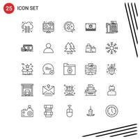 25 User Interface Line Pack of modern Signs and Symbols of message dollar germs cash money Editable Vector Design Elements