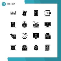 16 Thematic Vector Solid Glyphs and Editable Symbols of develop browser card app android Editable Vector Design Elements