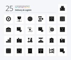 paquete de iconos de 25 glifos sólidos de entrega y logística que incluye la entrega. solicitud. logístico. Servicio. exportar vector