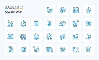 25 Save The World Blue icon pack vector