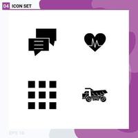 User Interface Pack of Basic Solid Glyphs of bubbles grid discuss heart truck Editable Vector Design Elements