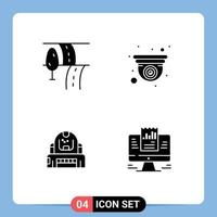 Universal Icon Symbols Group of 4 Modern Solid Glyphs of road explorer cam web protection Editable Vector Design Elements