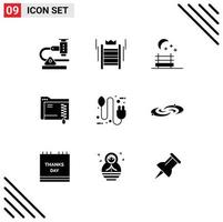 9 Thematic Vector Solid Glyphs and Editable Symbols of concept storage tool server data Editable Vector Design Elements