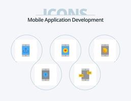desarrollo de aplicaciones móviles paquete de iconos planos 5 diseño de iconos. como. móvil. móvil. solicitud. teléfono inteligente vector