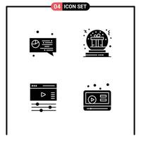 Stock Vector Icon Pack of 4 Line Signs and Symbols for chat page present gift web Editable Vector Design Elements