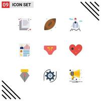 Set of 9 Modern UI Icons Symbols Signs for clothes beach space user page Editable Vector Design Elements