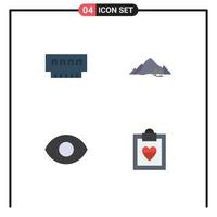 User Interface Pack of 4 Basic Flat Icons of computers tree hardware landscape view Editable Vector Design Elements