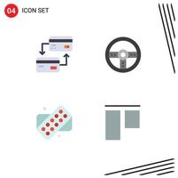 4 iconos planos vectoriales temáticos y símbolos editables del juego de crédito médico de tarjeta alinean elementos de diseño vectorial editables vector