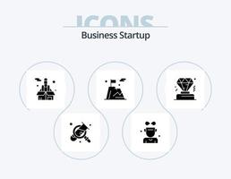 Business Startup Glyph Icon Pack 5 Icon Design. flag . winner . startup. force vector