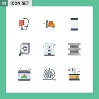 Set of 9 Vector Flat Colors on Grid for market data transport analysis android Editable Vector Design Elements