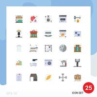 Pack of 25 Modern Flat Colors Signs and Symbols for Web Print Media such as room front end development liver coder party Editable Vector Design Elements