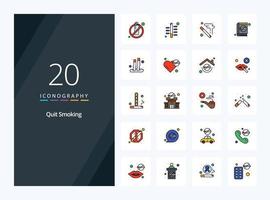 20 Quit Smoking line Filled icon for presentation vector