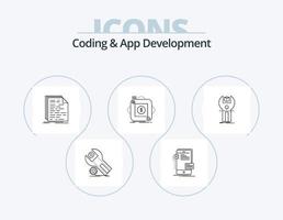 Coding And App Development Line Icon Pack 5 Icon Design. app. complex. shuttle. cluster. framework vector