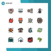 paquete de iconos de vector de stock de 16 signos y símbolos de línea para servidores de educación de cd rom aretes colgantes de comida elementos de diseño de vector creativo editable