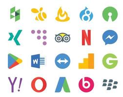 20 Social Media Icon Pack Including yahoo google analytics travel teamviewer apps vector