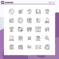 Set of 25 Modern UI Icons Symbols Signs for lotion trophy daubbell school skate Editable Vector Design Elements