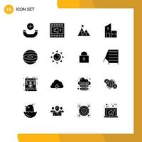 Set of 16 Modern UI Icons Symbols Signs for church building success peak mission Editable Vector Design Elements