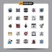 25 iconos creativos, signos y símbolos modernos del automóvil de comunicación en red, celebran ocho elementos de diseño vectorial editables de marzo vector