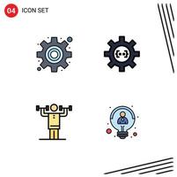 Universal Icon Symbols Group of 4 Modern Filledline Flat Colors of cog discipline coding development physical Editable Vector Design Elements