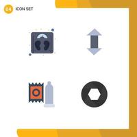 4 Thematic Vector Flat Icons and Editable Symbols of weight medical arrow down aperture Editable Vector Design Elements