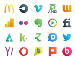 20 Social Media Icon Pack Including disqus kik google analytics forrst video vector