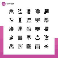 Pictogram Set of 25 Simple Solid Glyphs of earth space leaf planet purse Editable Vector Design Elements