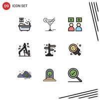 Universal Icon Symbols Group of 9 Modern Filledline Flat Colors of baking direction education city graphic design Editable Vector Design Elements