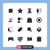 16 Thematic Vector Solid Glyphs and Editable Symbols of cart professional ability cooking job skills professional skills Editable Vector Design Elements