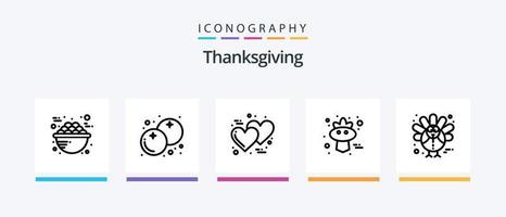 paquete de iconos de la línea 5 de acción de gracias que incluye un árbol. árbol de manzana. manzana. manzana. alimento. diseño de iconos creativos vector