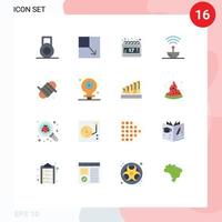 Set of 16 Modern UI Icons Symbols Signs for dumbbell science view schedule space Editable Pack of Creative Vector Design Elements